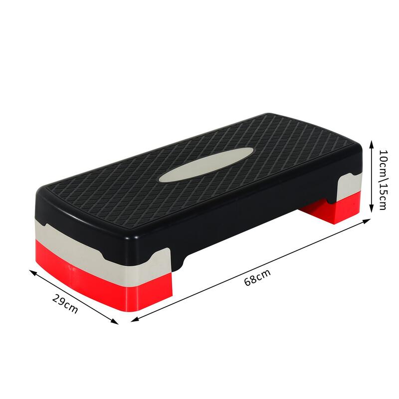 Step Fitness HOMCOM 68x29x15 cm Negro, Gris, Rojo