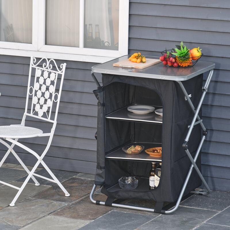 Armario Cocina de Camping Outsunny 58x65x93 cm Negro