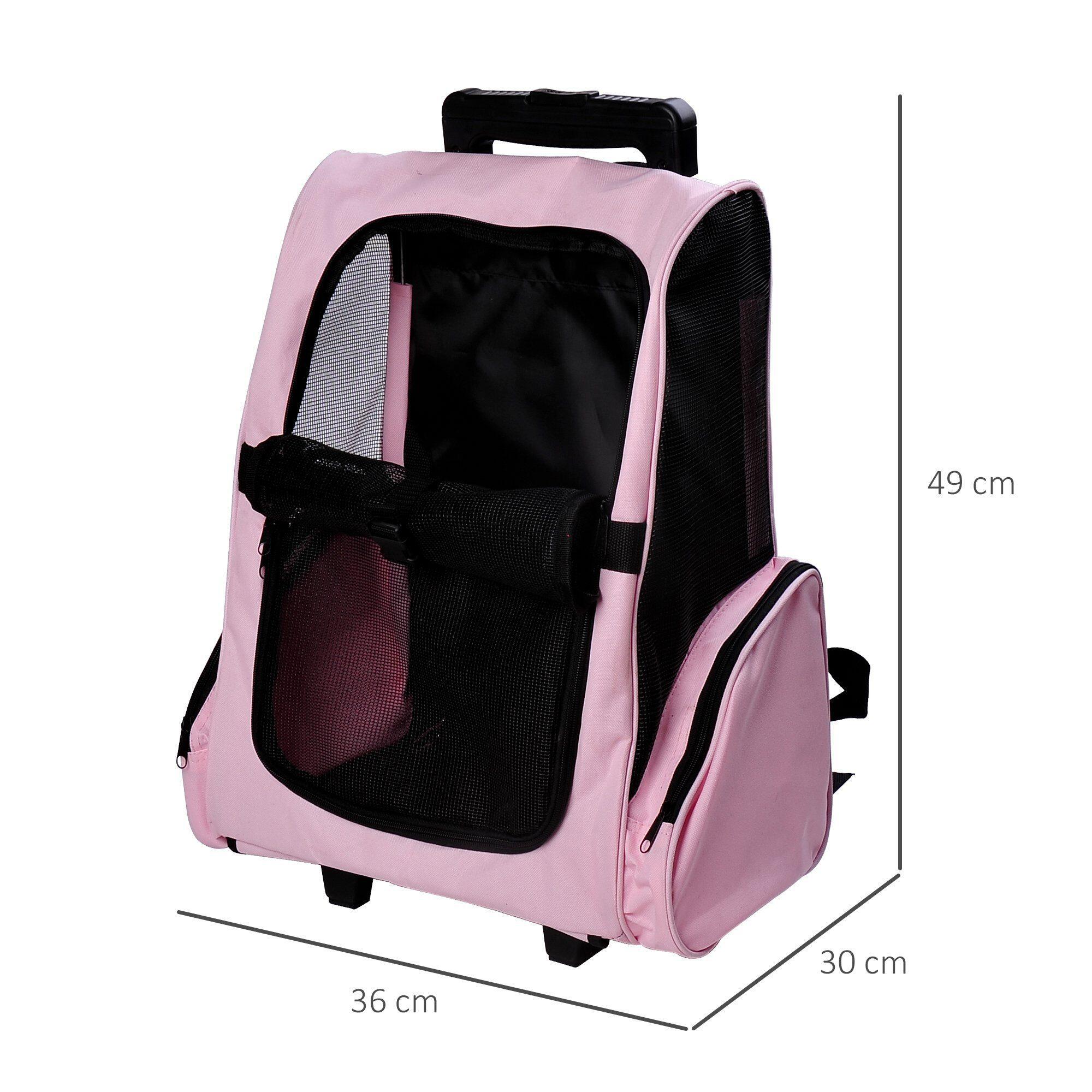 PAWHUT Transportín Carrito para Mascotas PawHut 42x25x55 cm Rosa