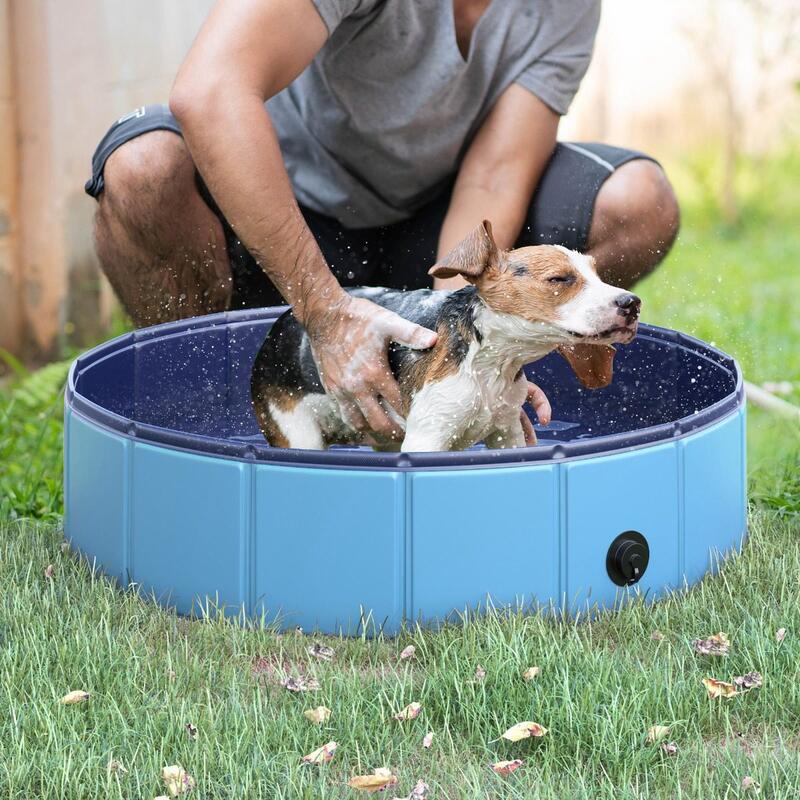 Piscina para Cães Dobrável 80x80x20 cm Azul PawHut