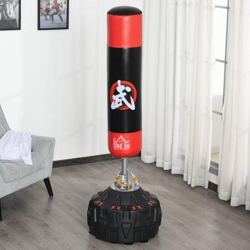 Saco de Boxeo HOMCOM 60x60x180 cm Negro, Rojo