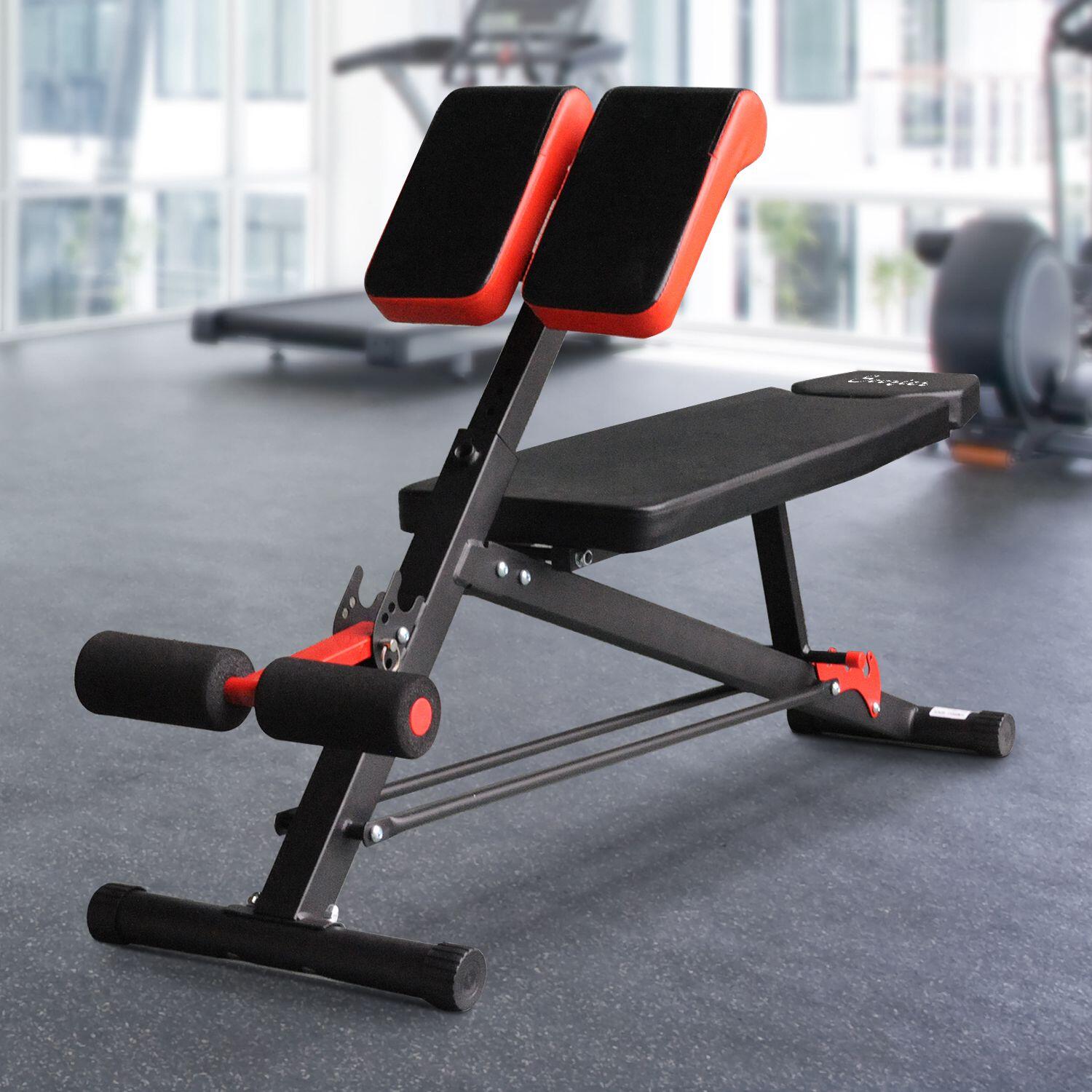 HOMCOM Banco de Musculação 64x146x73.5-85cm Preto e Vermelho HOMCOM