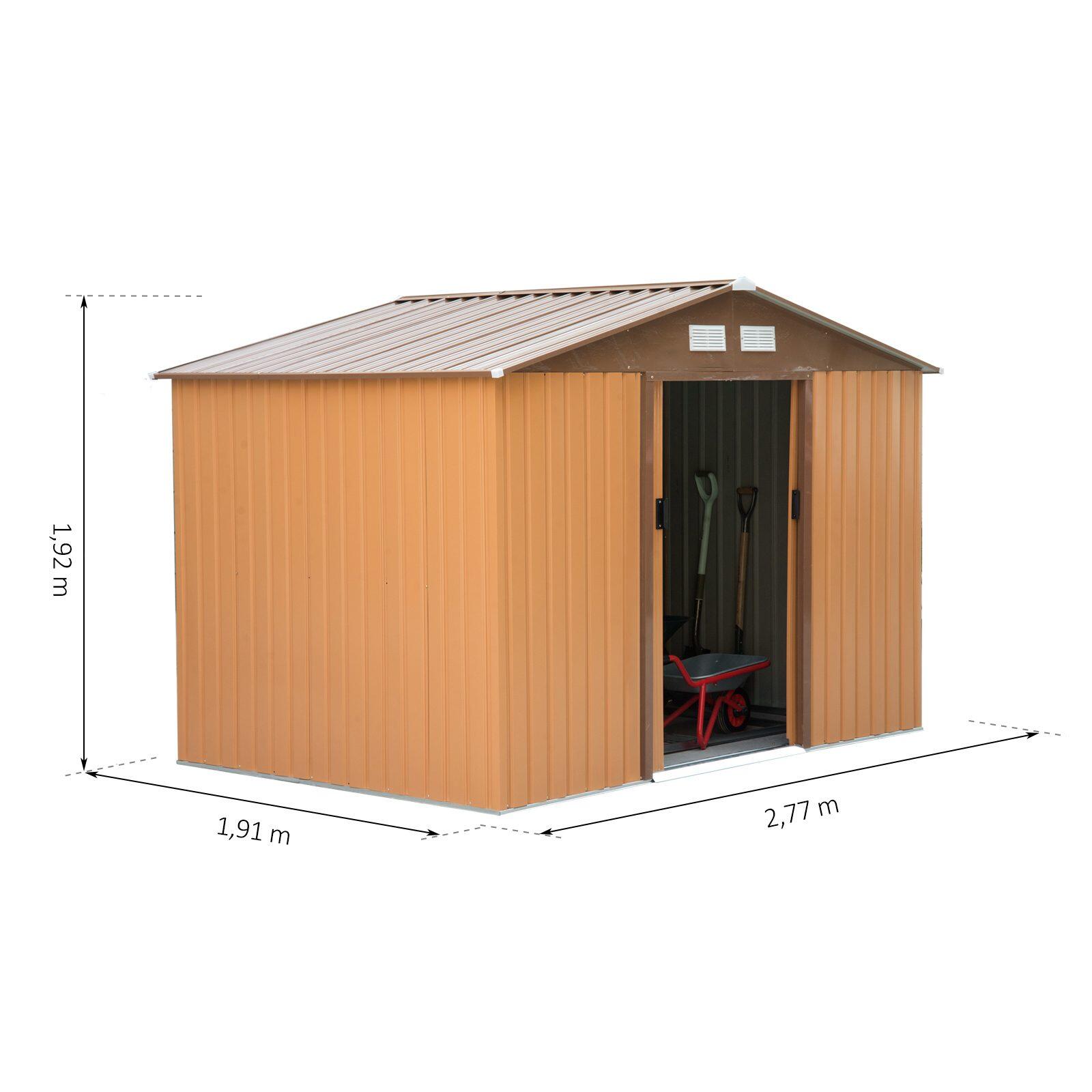 OUTSUNNY Abrigo de Armazenamento 277x191x192cm Amarelo Outsunny