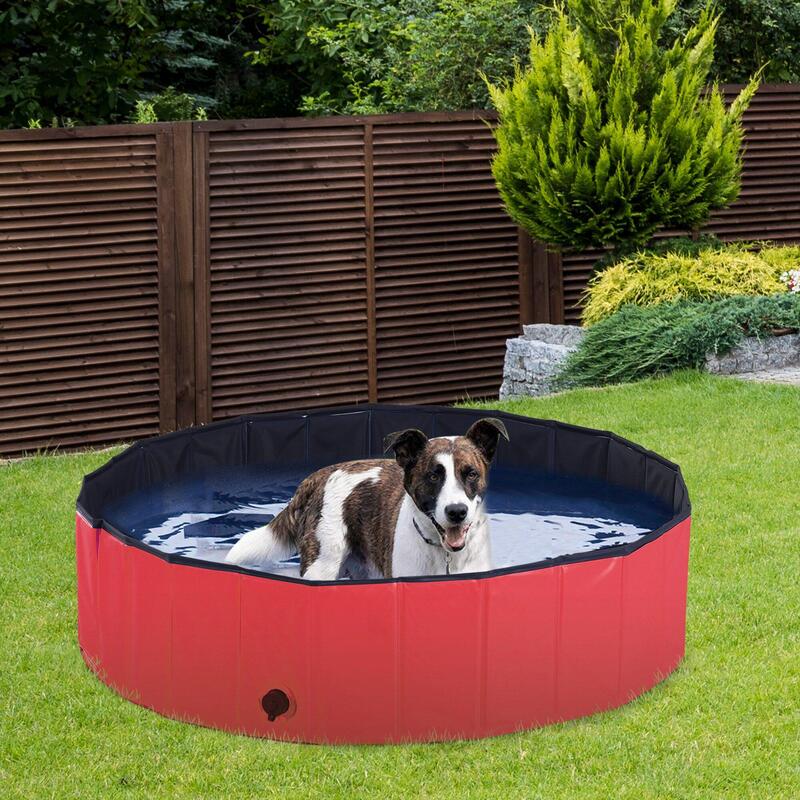 Piscina para animais de estimação Ø120x30 cm Vermelha PawHut