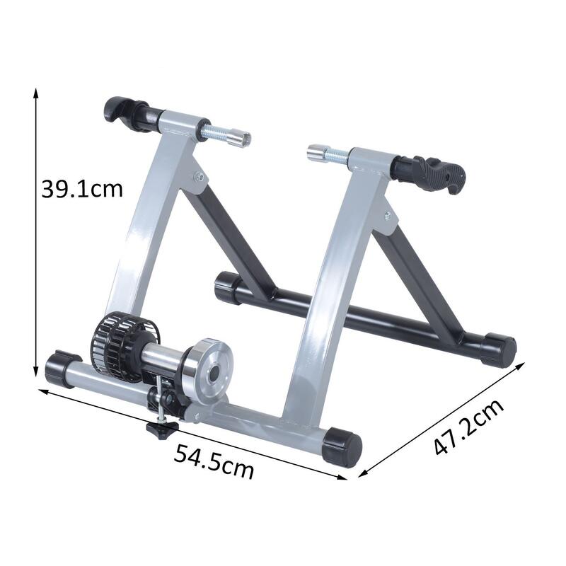 Rodillo Entrenamiento Bicicleta HOMCOM 54.5x47.2x39.1 cm Plata