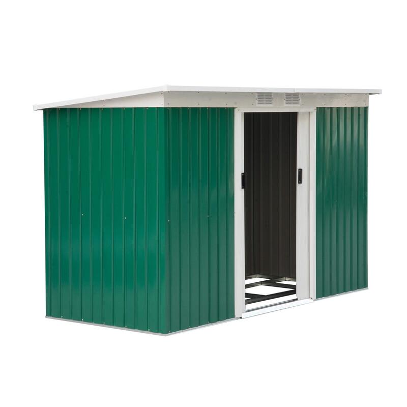 Caseta de almacenamiento Outsunny 280x130x172 cm Verde Oscuro