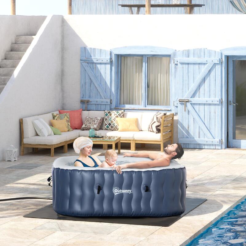 Spa Hinchable Piscina de hidromasaje Outsunny 180x180x68 cm Azul