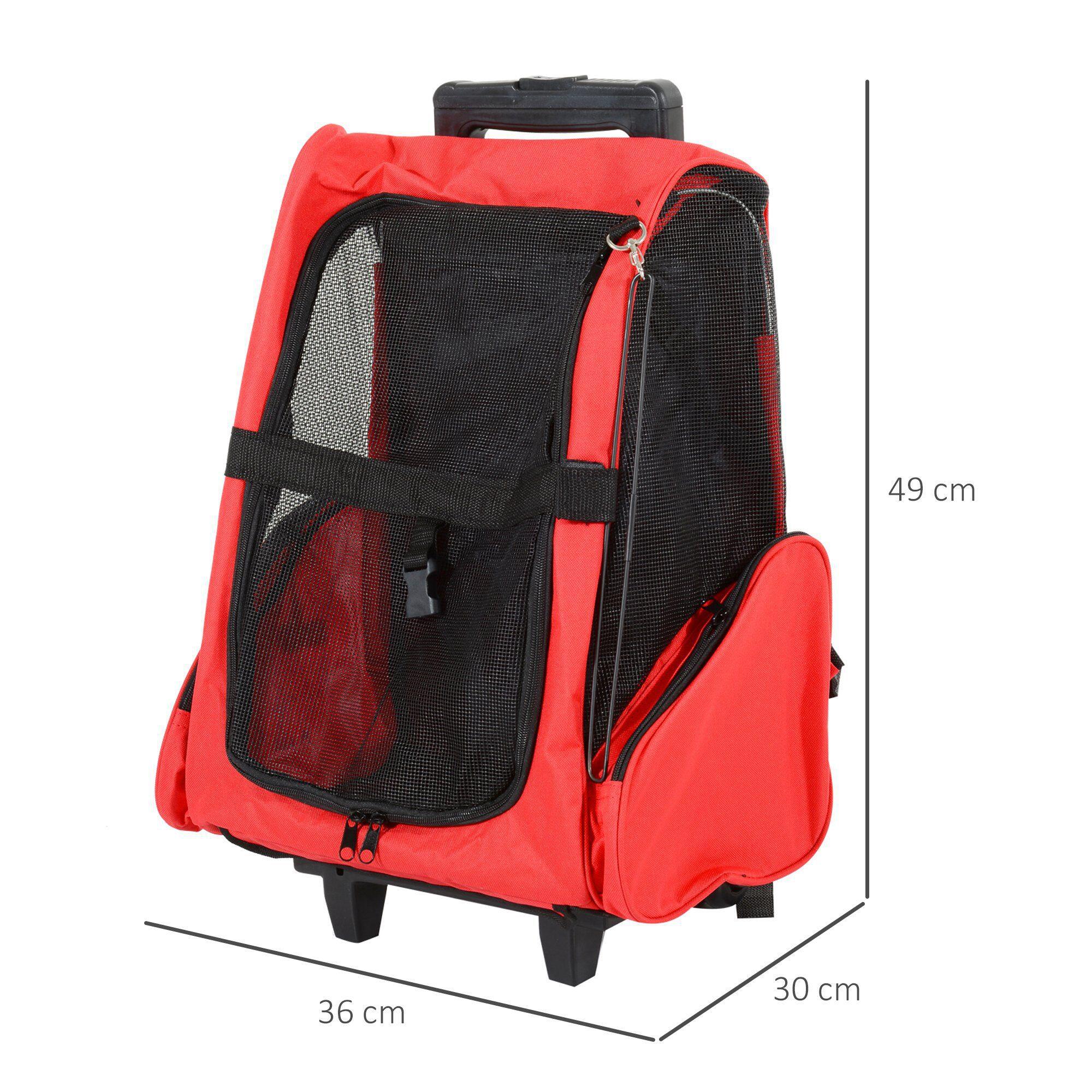 PAWHUT Transportín Carrito para Mascotas PawHut 42x25x55 cm Rojo