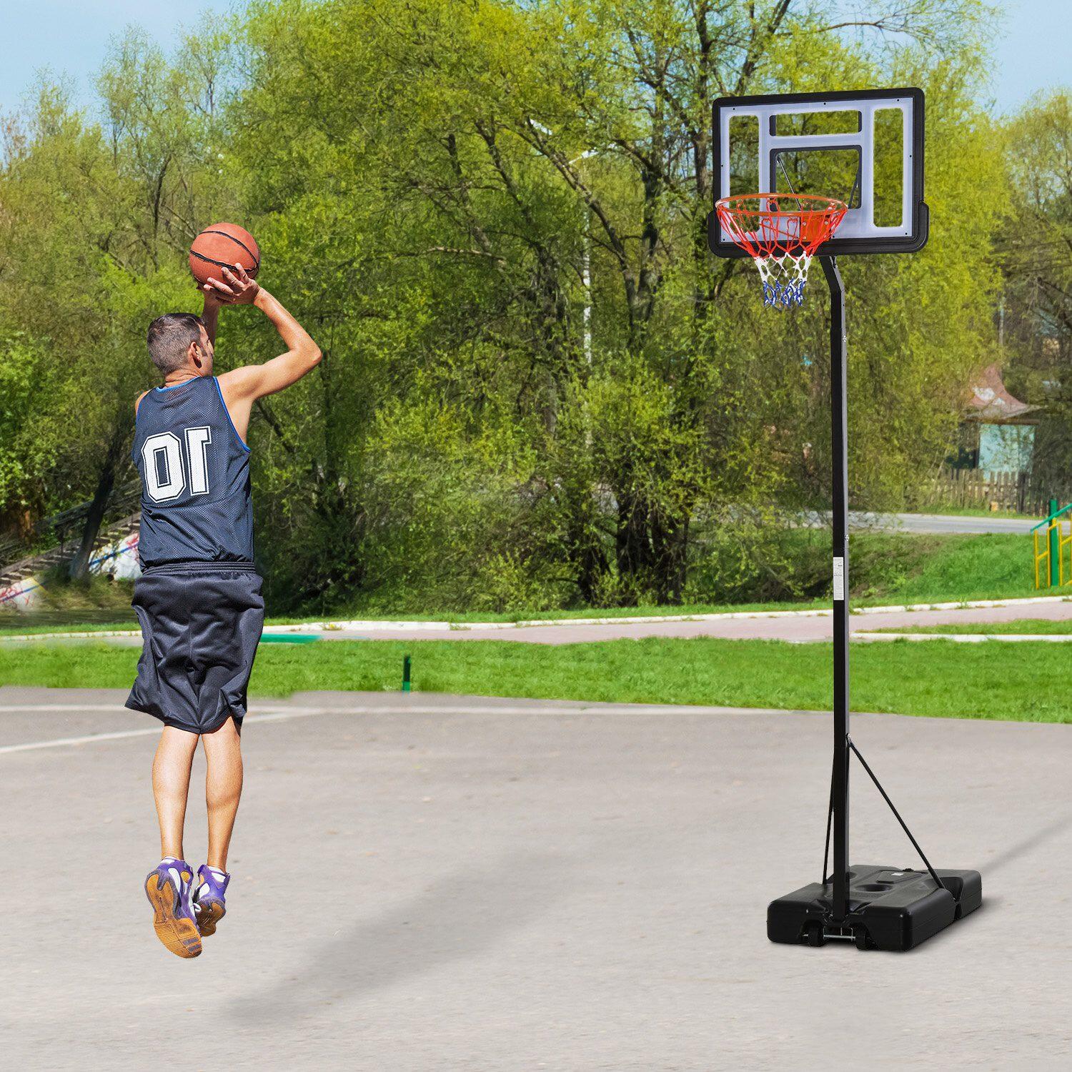 Tabela de Basquetebol Portátil Altura Ajustável 86x153x250-350 cm Preto