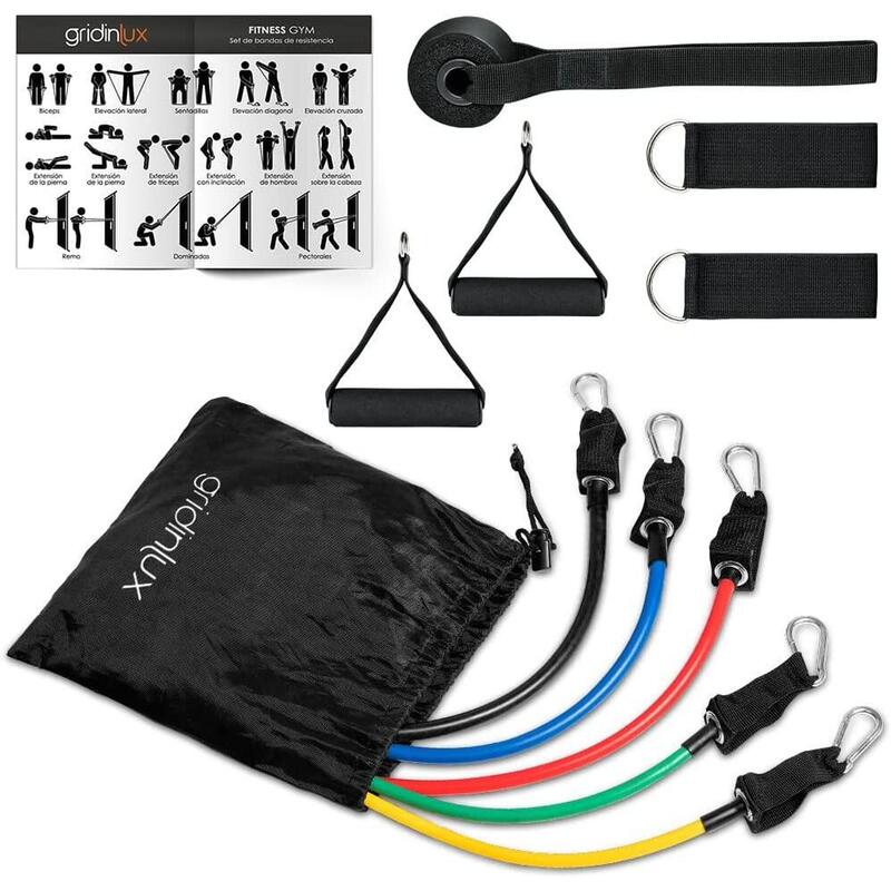 Kit 3 Cintas Elásticas de Fitness Gris/Burdeos/Negro Resistencia 5-6-7 kg -  Decathlon