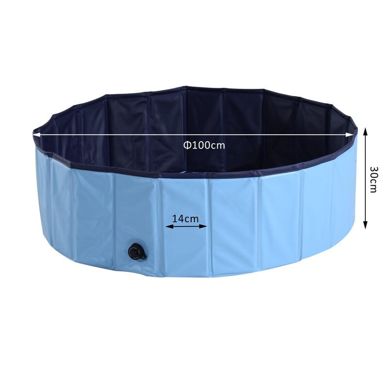 Piscina para Cães Dobrável Ø100x30cm Azul PawHut