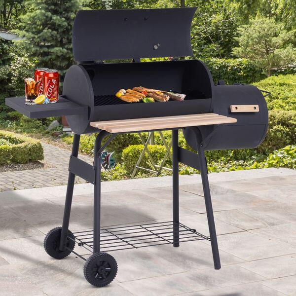 Barbacoa de Carbón Outsunny 124x53x104 cm Negro