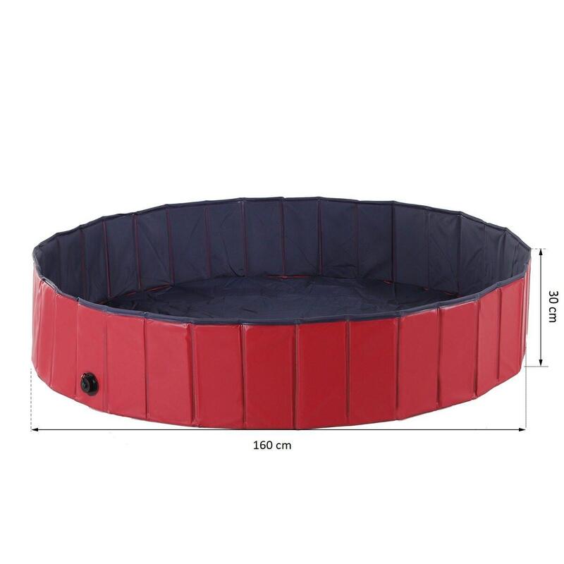 Piscina para Cães Dobrável 160x160x30 cm Vermelho e Azul PawHut