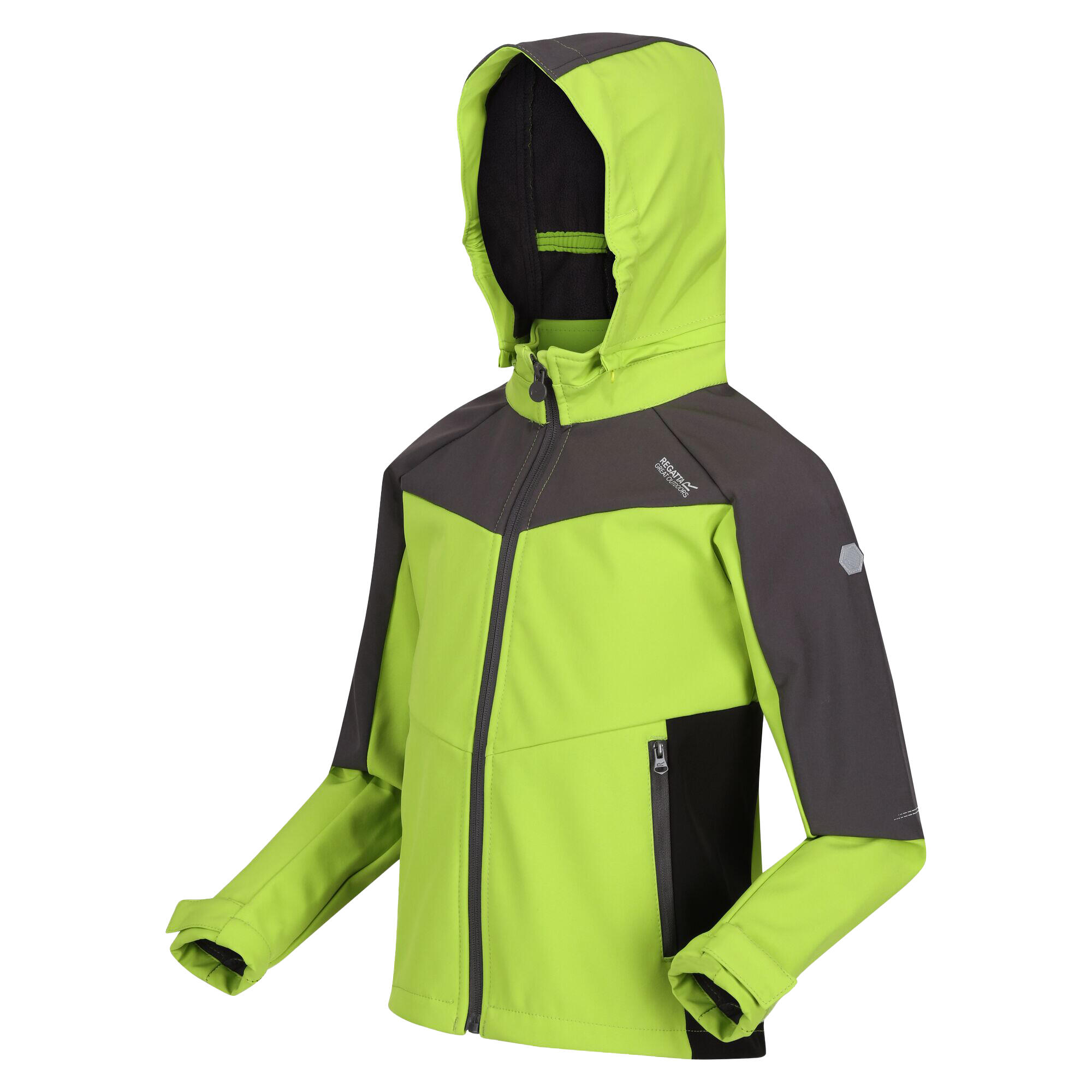 Childrens/Kids Eastcott II Soft Shell Jacket (Bright Kiwi/Dark Grey) 3/5