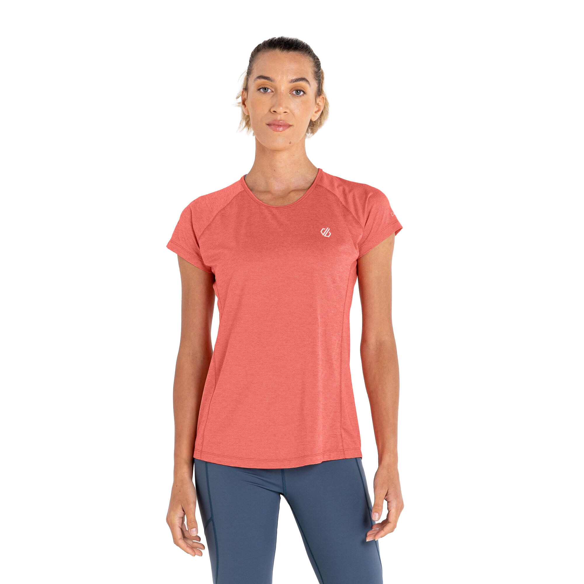 Womens/Ladies Corral Marl Lightweight TShirt (Neon Peach) 3/4