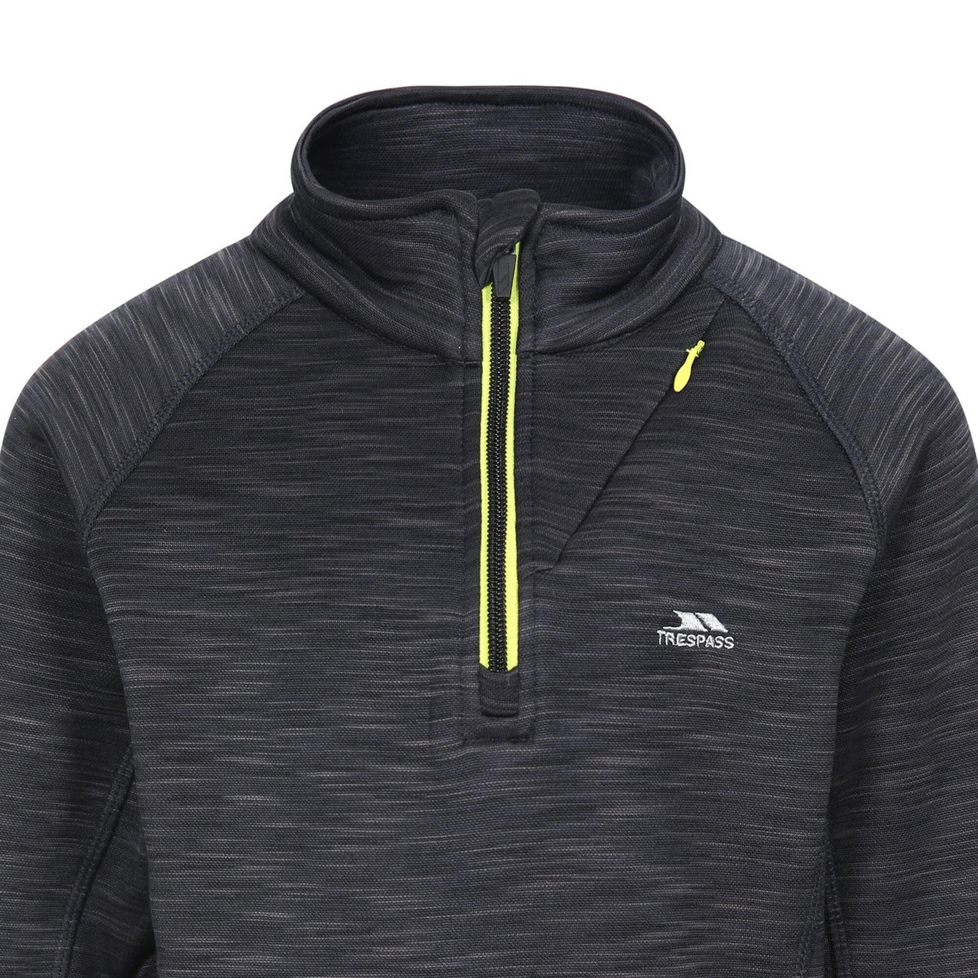 Kinder Fleecepullover Edvin mit 14Reißverschluss Jungen Schwarz meliert 3/4