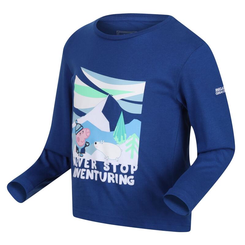Camiseta Never Stop Adventuring Peppa Pig de Manga Larga para Niños/Niñas Azul