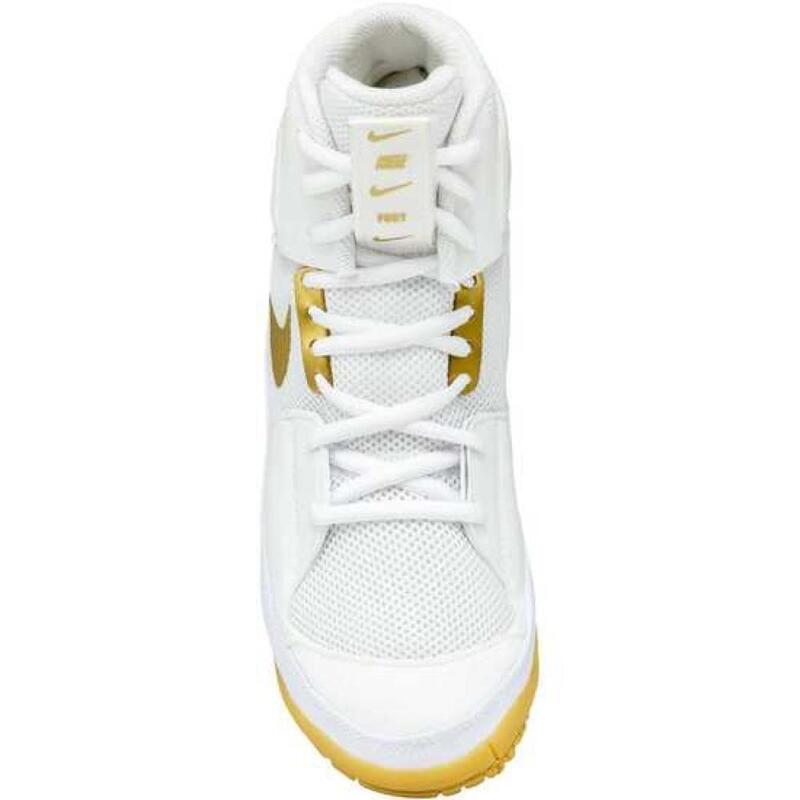 white and gold nike wrestling shoes