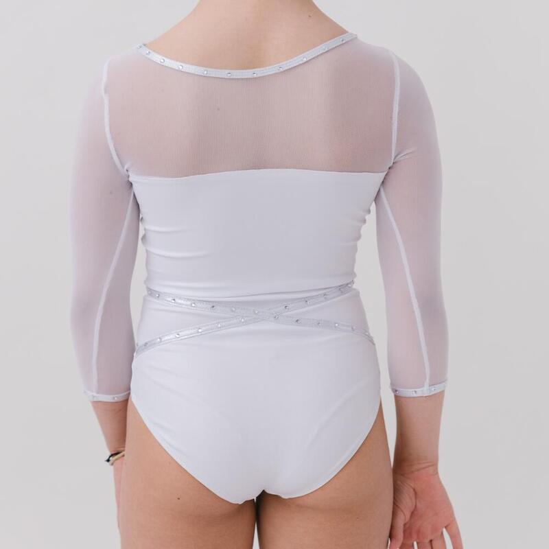 Maillot da ginnastica Wonder Girl da ragazza, bianco