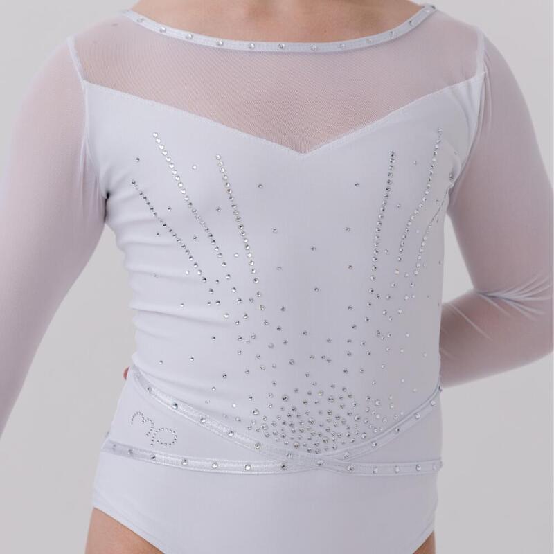 Maillot de gymnastique Wonder Girl pour fille, blanc