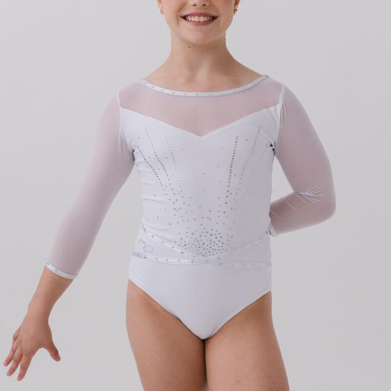 Maillot da ginnastica Wonder Girl da ragazza, bianco