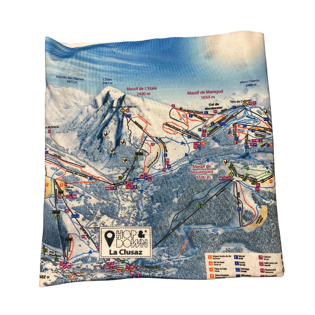 Hop & Down - Tour De Cou Homme Tour De Cou Polaire Plan Des Pistes La Clusaz - Tour De Cou - Bleu - Taille Unique - Decathlon
