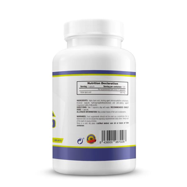 Ácido Alfa Lipoíco - 120 Cápsulas Vegetales de MM Supplements