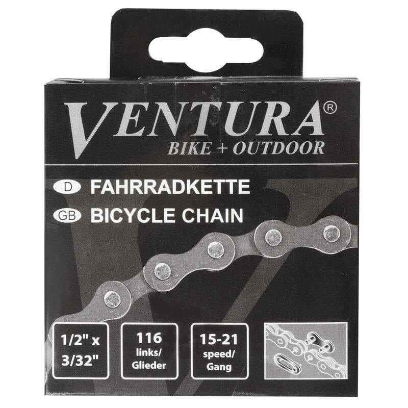 Chaîne de Vélo Ventura FD1002A - 6/7 Vitesses - 116 Maillons - Grise