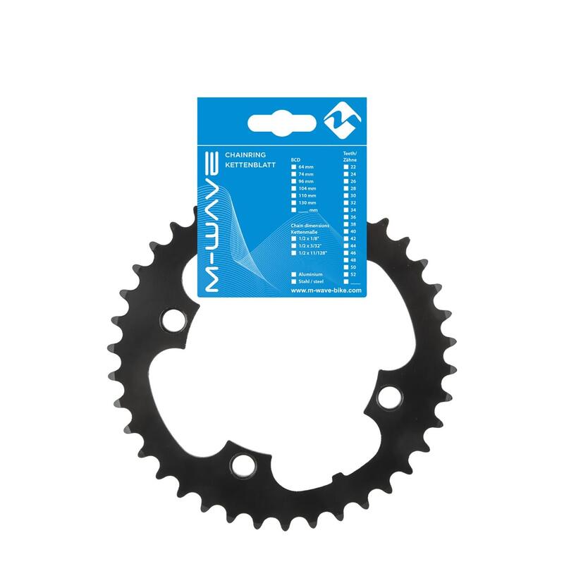 M-Wave kettingblad e-bike 1/2 x 3/32 38T 104 mm zwart