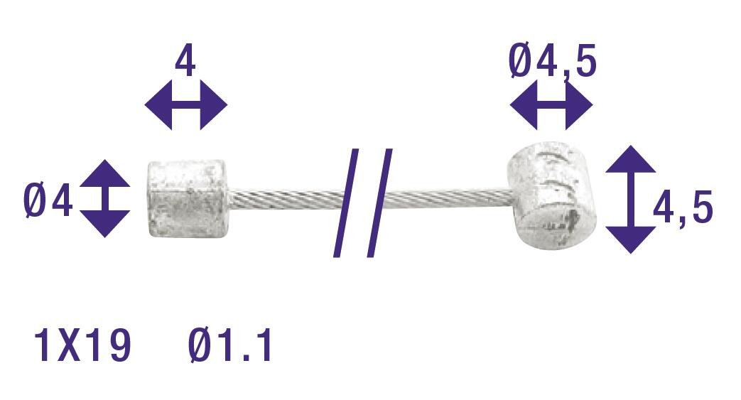 Cavo interno cambio Elvedes 2,25 m inox 1,1 mm 19 fili (6400). 2/6