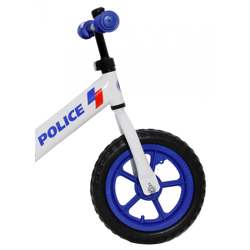 AMIGO Draisienne à 2 roues Police Loopfiets 12 Pouces Junior Blanc