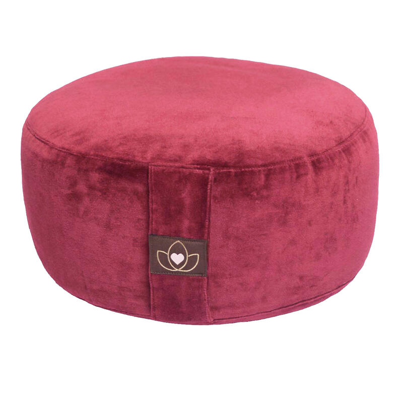 Lotus Meditatiekussen velvet eco burgundy rond