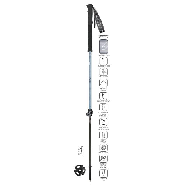 síbot Reglabile MASTERS SkiTour PRO W, 105-140 cm, Negru/Fehérastru. Unisex