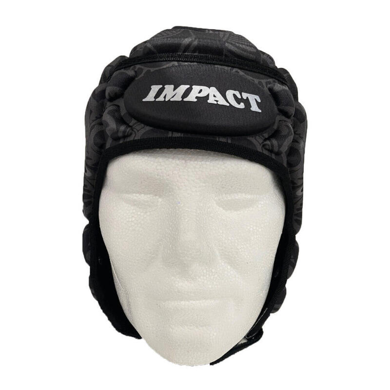 Casco Da Rugby Impact Per Adulti Motivo Maori Grigio E Nero