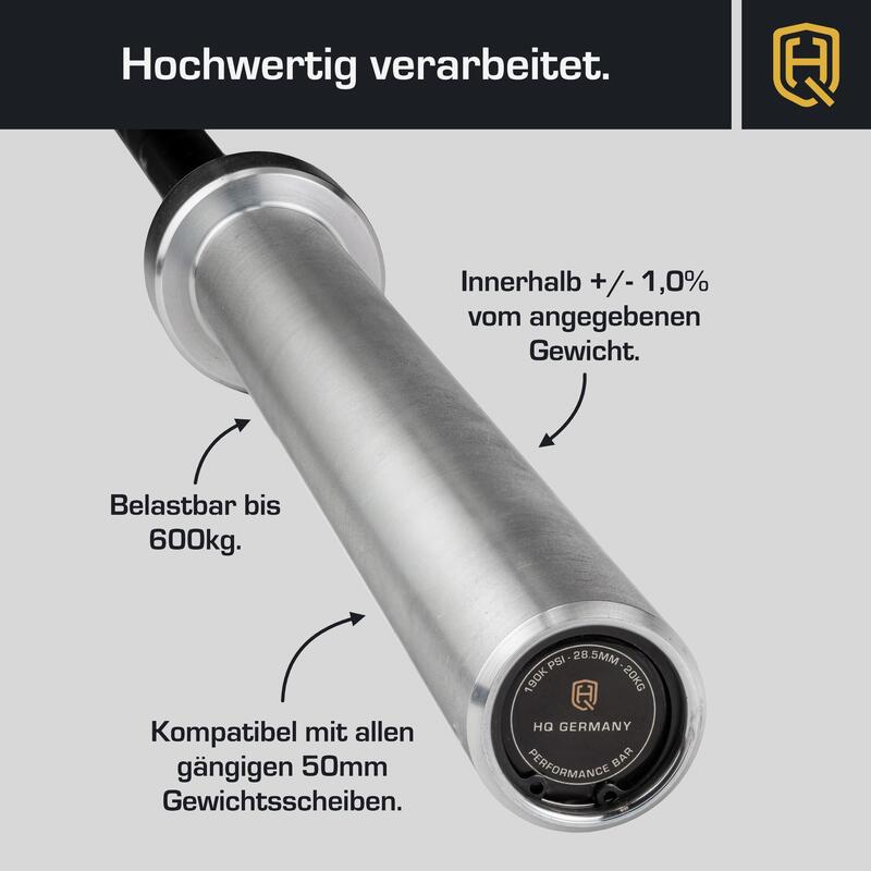 HQ Germany® Olympia Langhantelstange 50mm | Weightlifting | Men/Women