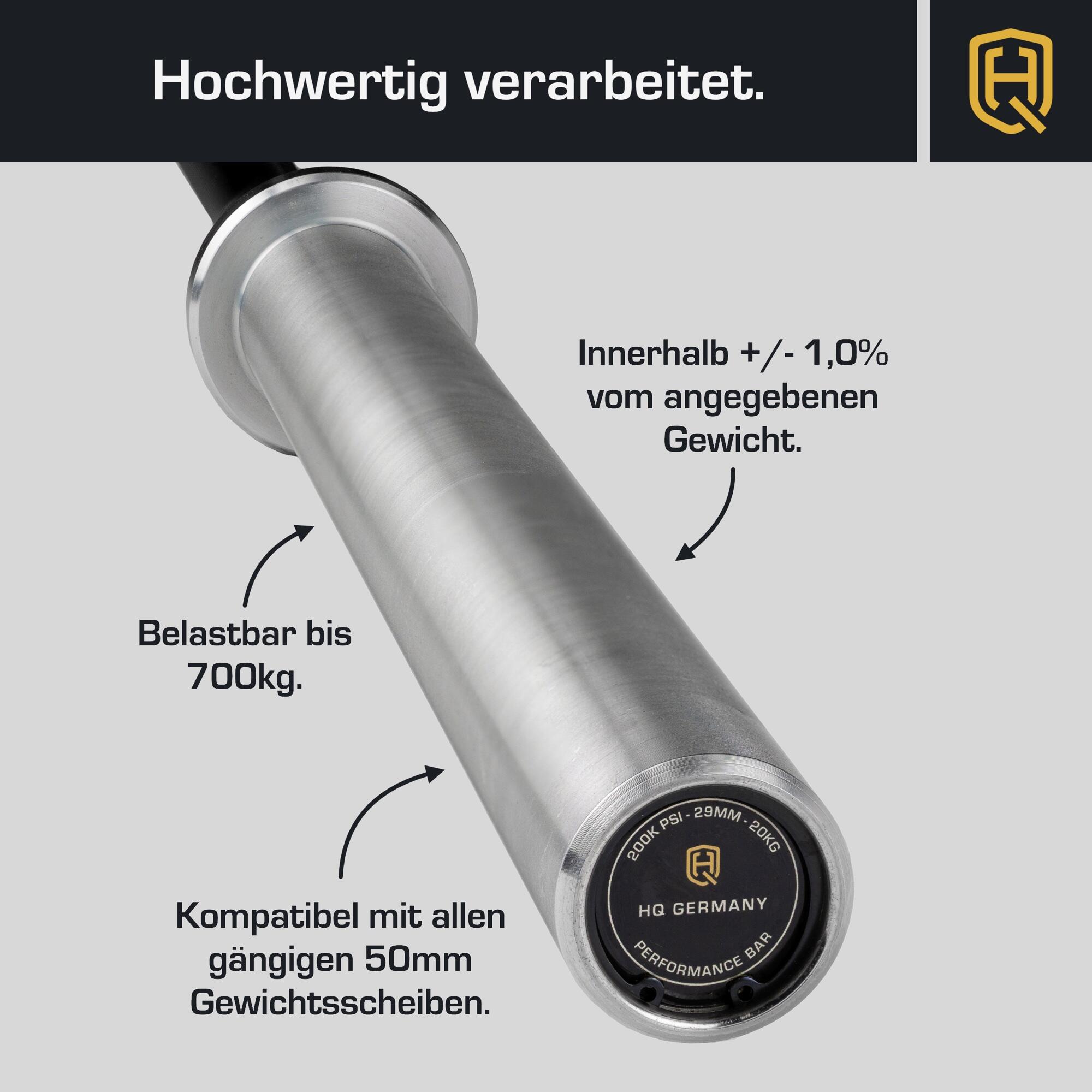 HQ Germany® Olympia Langhantelstange 50mm | Profi Powerlifting Langhantel 2/7