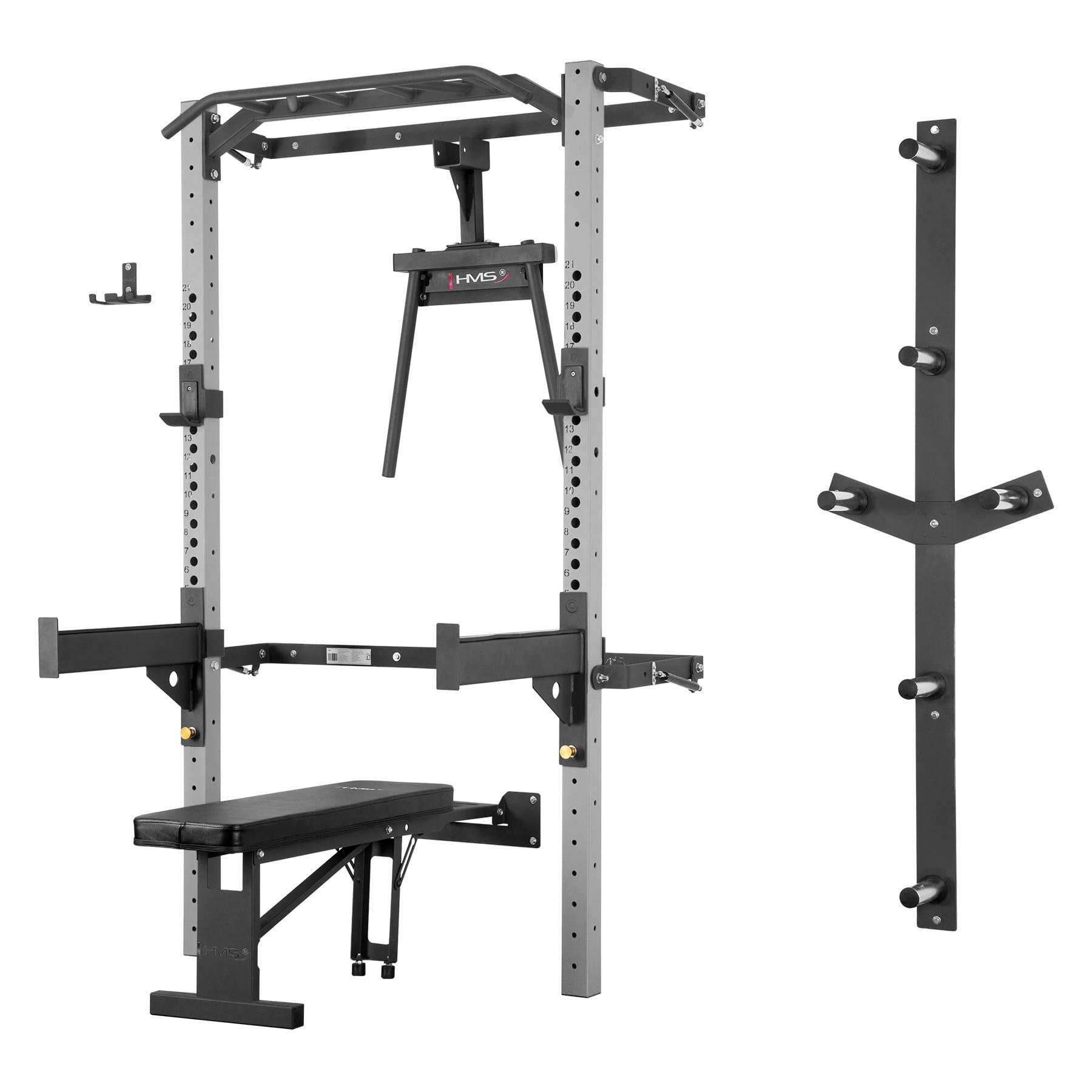 Hms - Wall Rack Pour Kit D'Entraînement À Domicile Klt22 Hms - Chaise Romaine - Gris|noir - Taille Unique - Decathlon