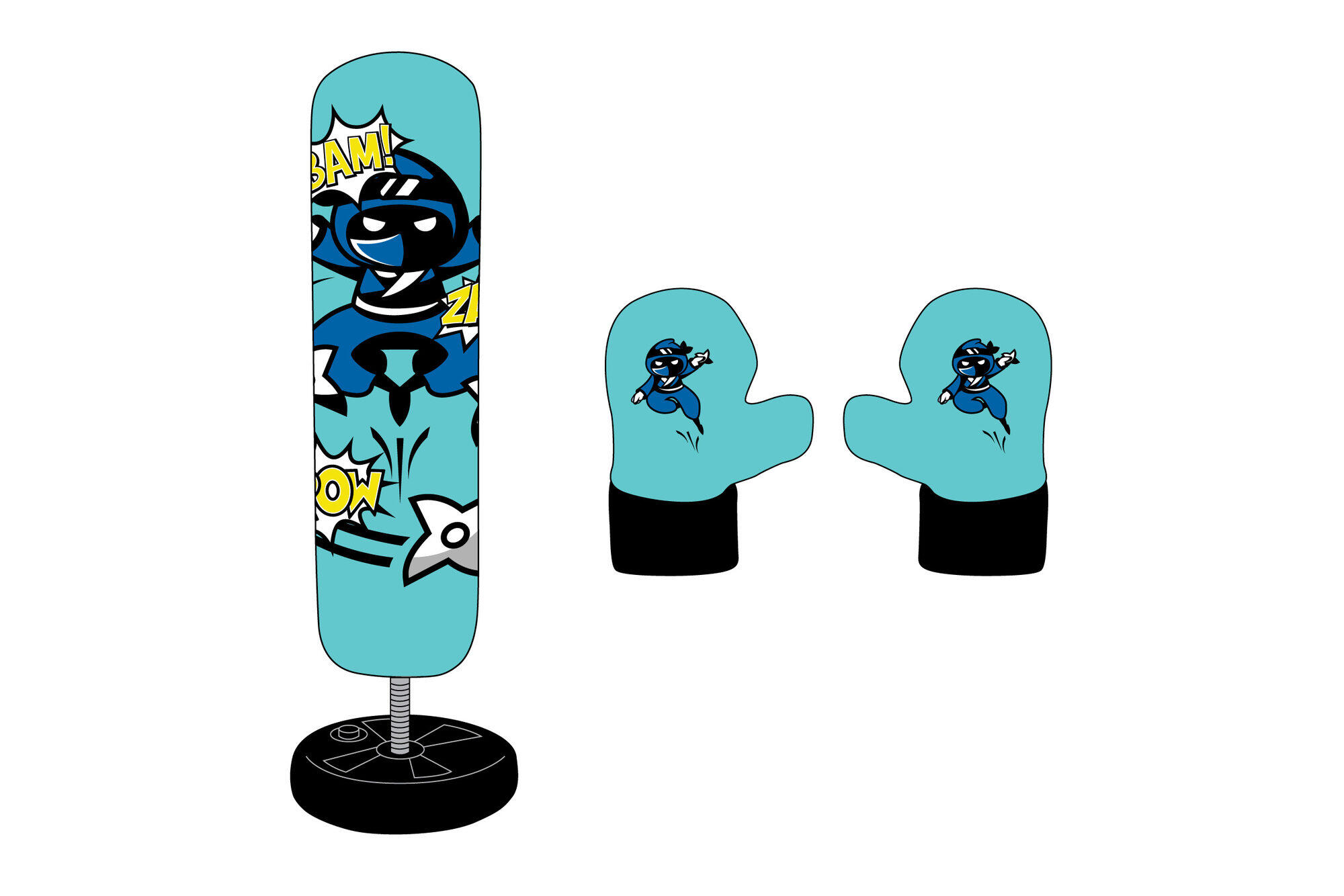 Children's Free-Standing Punching Bag 152 cm - Gloves Included, Weighted Base 4/7