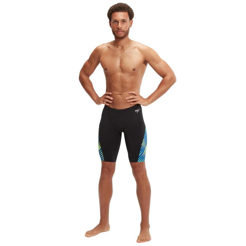 Speedo Mens Allover Digi V-Cut Jammer Black/True Cobalt