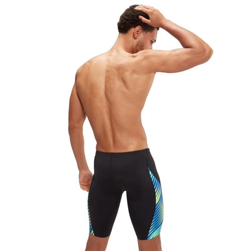 Speedo Mens Allover Digi V-Cut Jammer Black/True Cobalt