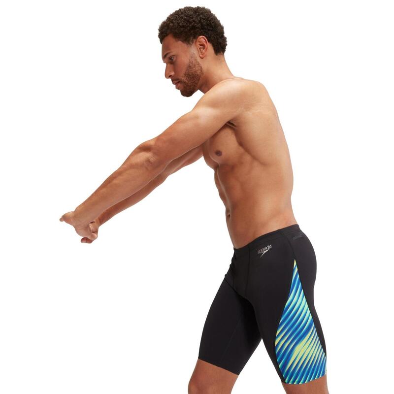 Speedo Mens Allover Digi V-Cut Jammer Black/True Cobalt