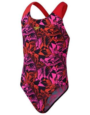 Speedo girls digital allover splashback badpak - zwart / roze - maat 15-16