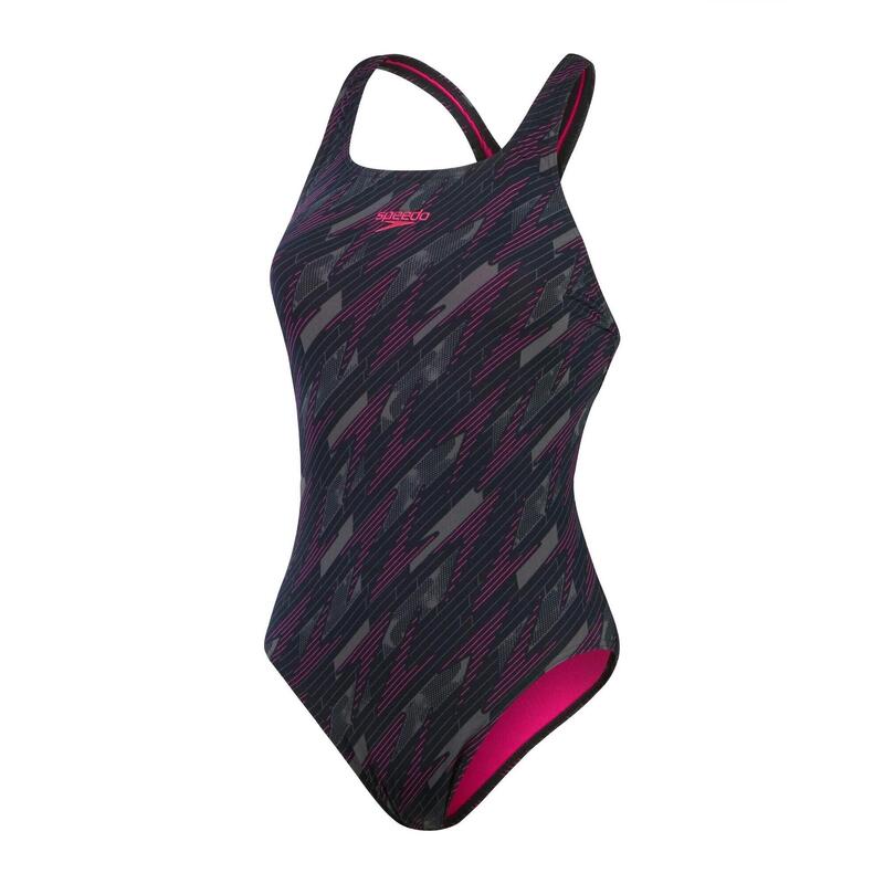 Speedo Womens HyperBoom Allover Medalist Black / Electric Pink / USA Charcoal