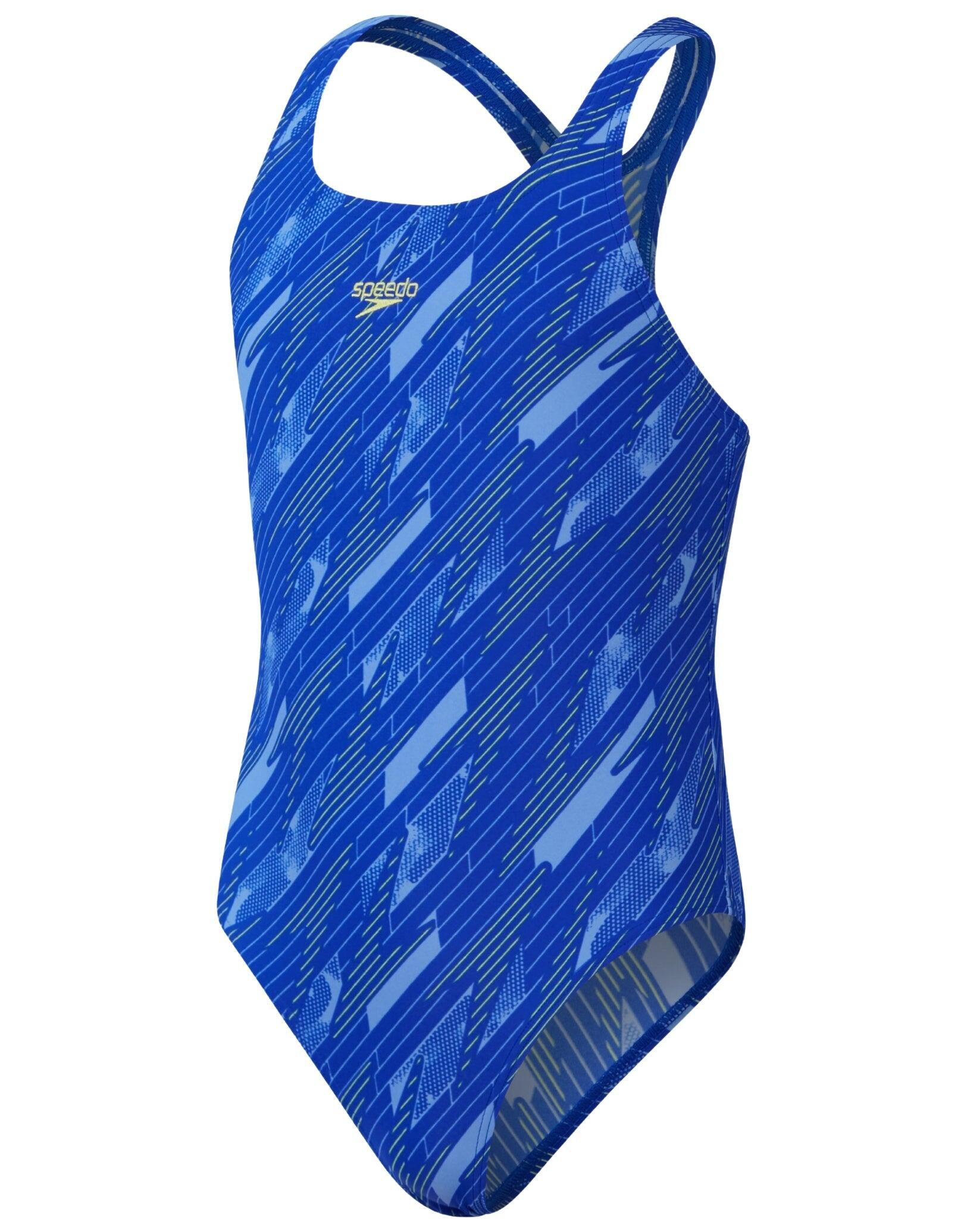 Speedo Girls Hyperboom Allover Medalist Swimsuit - Navy/Blue 1/5