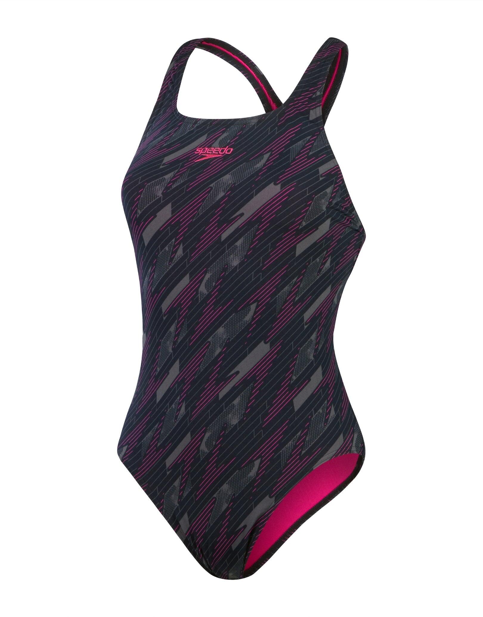 SPEEDO Speedo Hyperboom Allover Medalist Swimsuit - Black/Pink