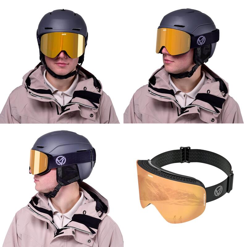 masque de ski Golden Slopester - anti-buée - écran bleu + jaune