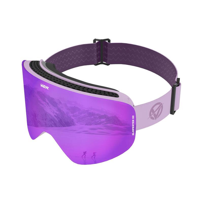 Vizer Lavendel Slopester skibril bundel - anti-condens - Paarse lens
