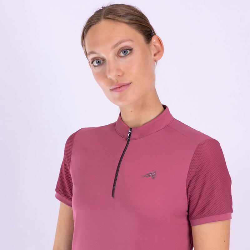 Polo da equitazione con mezza zip da donna Euro-Star Valentina