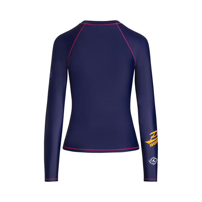 LADIES RACING LONG SLEEVE HIGH NECK SUN PROTECTION TOP - NAVY BLUE