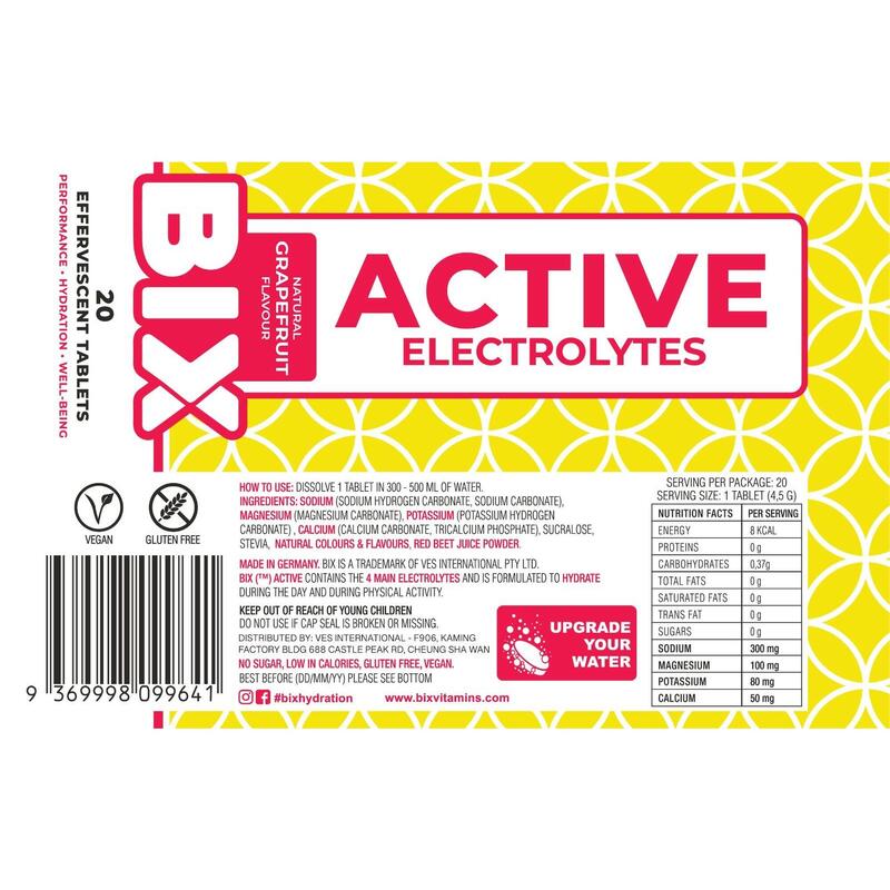 Active Electrolytes 運動水溶片 (單管20片) - 葡萄柚味